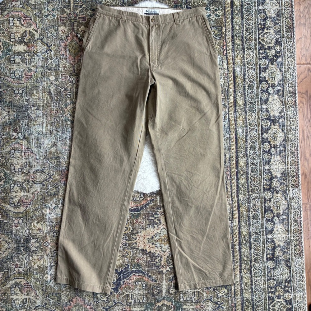 Columbia Mens 36x34 Tan Khaki Cotton Canvas Straight Leg Pants AM8142